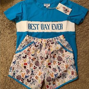 NWT Magic Kingdom Boutique Smocked Best Day Ever Kids - Blue and Multicolor